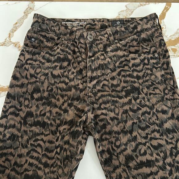 AG Adriano Goldschmied Farrah Velvet Animal Print Skinny Ankle Jeans SZ27R - Picture 7 of 13